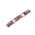 Retro bronze metal cardigan clip with embossed floral pattern and secure duckbill clamps - Copper Without Rhinestones