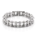 Poliertes Edelstahl-Armband im Biker-Ketten-Design in Silberoptik mit sicherem Klappverschluss - Silber