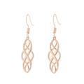Rose gold Celtic drop earrings featuring hollow woven infinity design on white background - Rose Gold-D Style