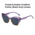 Cat eye sunglasses with purple gradient frames and dark grey lenses for fashion women - Purple Tea Frame Black Grey Lens