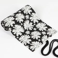 Canvas roll pencil case with black and white daisy floral pattern for storage - Snowflake