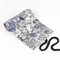 Canvas roll-up pencil case featuring hand-drawn cartoon cat pattern and black drawstring - Lucky Cat