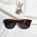 Kids polarized sunglasses with retro black frame and red interior arms in bicolor style - Black Frame Red Leg