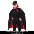 Cape d'Halloween double couche 90cm noir et rouge pour enfants avec col montant chic - 90cm (Enfants) / Stand Collar / Noir et rouge (double couche)