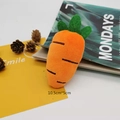 Detail of plush carrot brooch 10.5cm by 5cm with orange fabric and green leaves - 1-1# Large Carrot With Brooch Pin