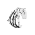 Vintage Silber Ohrklemme im Zweig-Design mit Punk-Dornen und oxidiertem Finish - Antiksilber Dornen Stil
