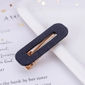 Detail of a rectangle black acetate hair clip with silver glitter and gold metal spring - Glitter Black Square