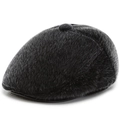 Men's winter flat cap in black faux mink fur with thermal lining for elderly - One Size / Gray