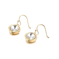 Square clear zircon earrings with elegant gold fish hook design on white background - Square Cut Hook Style / Clear (KE82662-GC)