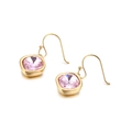 Elegant gold-plated drop earrings with square pink cubic zirconia stones - Square Cut Hook Style / Pink (KE82667-GC)
