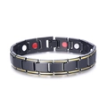 Men's magnetic therapy bracelet in black and gold finish with metallic links - Non-detachable Black Gold