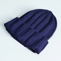 Classic navy blue ribbed knit beanie hat for kids and adults in a minimalist style - One Size / Navy Blue