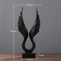 Abstract Angel Wings sculpture in matte black resin with rectangular base height 42cm - Great Ambition Wings / Black