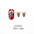 Vue détaillée du bijou d'ongle renne en alliage avec gemme bleue et strass aurora - Style Cerf Strass Bleu Aurore Or (2873) / Lot de 10