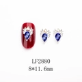 Détail de strass bleus en forme de larme 8x11,6 mm pour la décoration d'ongles DIY - Style Cerf Perle Strass Bleu Argent (2880) / Lot de 10