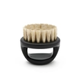 Men's finger ring beard brush with black handle and natural bristles for styling - White Bristles / Black