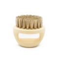 Mens beard cleaning brush with beige handle and natural soft boar bristles for grooming - White Bristles / White