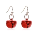 Christmas jewelry set featuring vibrant red bell earrings with silver metal hooks - Red Earrings (0152)