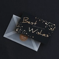 Elegant gold foil Best Wishes card in black with translucent envelope and seal sticker - Style E-Best Wish