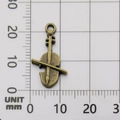Antique bronze violin music charm for jewelry making shown on a millimeter scale - Cello-5005