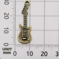 Antique bronze guitar pendant charm 35mm length for jewelry making shown on scale ruler - Guitar-712