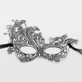 Silver bronzing thickened lace mask for masquerade party with floral hollow pattern - Bronzing Silver Large Phoenix (4238591113720)