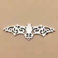 Antique silver bat pendant with intricate filigree wings for DIY jewelry making - Large Bat 19x55mm