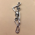 Vintage silver alloy skeleton charm with hanging loop for DIY jewelry and keychains - Human Skeleton 12x42mm