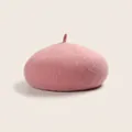 Classic wool blend beret in soft pink color for women winter fashion accessory - M (56-58cm) / Light Pink