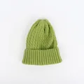 Detailed cable knit texture and ribbed brim of thick green winter beanie hat - M (56-58cm) / Avocado Green
