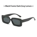 Retro small square sunglasses with thick black frame and dark grey polarized lenses - Black Frame Grey Lens