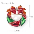 Christmas wreath brooch in red and green enamel with rhinestones, 3.8cm size - xz4591 Colorful Bow Wreath
