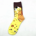 Gustav Klimt The Kiss art print men socks in bright yellow cotton blend fabric - The Kiss Pattern