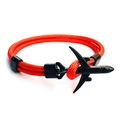 Orange paracord bracelet featuring a black airplane charm and adjustable slider clasp - Orange Black Mixed (BPL2-15)