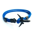 Blue 550 paracord braided bracelet with a black metal aircraft buckle clasp and slider - Blue (BPL2-07)