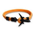 Minimalist paracord bracelet in orange with a black metal aircraft anchor fastener - Orange (BPL2-06)