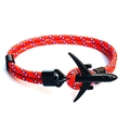 Red and blue paracord bracelet with black airplane charm and adjustable buckle - Red Blue Mixed (BPL2-13)