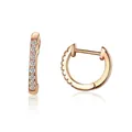 Minimalist 925 sterling silver hoop earrings with rose gold plating and clear zircons - Rose Gold/White Zirconia