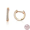 Minimalist 925 sterling silver hoop earrings with rose gold plating and clear zircons - Rose Gold/White Zirconia