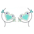 Luminous heart body gem sticker with purple stars, teal teardrops, and white pearls - Pearl Heart Decoration Style (X0132)