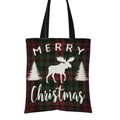 Christmas canvas tote bag with red and green plaid pattern and reindeer print - Red and Green Plaid Moose Cedar (GW001-21)