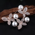 Exquisite golden butterfly brooch with sparkling crystals and large white pearls - xz4421 Butterfly Pearl