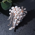 Elegant rose gold grape cluster brooch featuring white pearls and sparkling rhinestones - xz4418 Grape Cluster