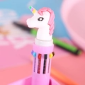 Pink unicorn multi-color retractable ballpoint pen with transparent barrel and cute topper - Pink Unicorn