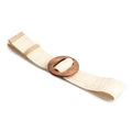 Ceinture tressée élastique pour femme en blanc crème avec une boucle ronde en bois - Beige (911 Boucle Ronde en Bois)