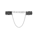 Clip per cardigan argento con fibbie a motivo floreale e doppia catena stile vintage - 19. Senza Catena di Strass Argento Antico