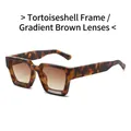 Vintage oversized sunglasses with tortoise frame and gradient tea lenses in square design - Leopard Frame Gradient Tea Lens