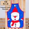 Washable polyester Christmas apron in royal blue featuring a cute cartoon snowman design - Polyester / Style B Christmas Snowman