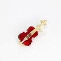 Elegant gold-plated violin brooch with red enamel and sparkling rhinestones - Red Enamel Violin