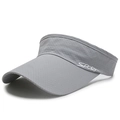 Grey breathable sports sun visor with curved brim and white SPORT lettering on side - Light Gray